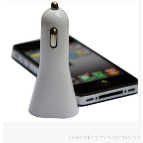 Dual ports USB car charger in white